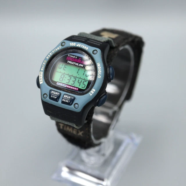VTG TIMEX IRONMAN Triathlon Watch Men Black Digital 100M Chrono