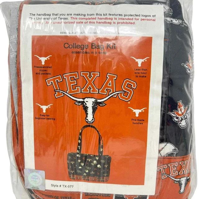 Texas Longhorn Football College Hand Bag Kit TX-077 EASY DIY Fabric Sew Licensed