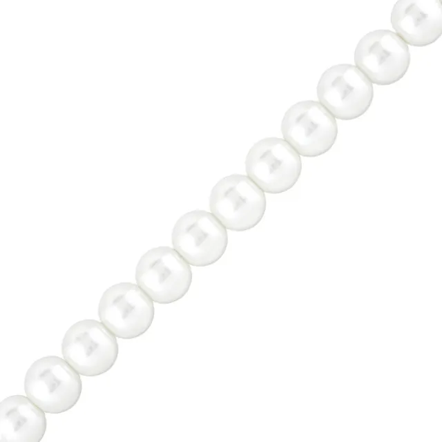 White Glass Faux Pearl Beads Round 10mm Sold on 15.5" Strand (H11/1)