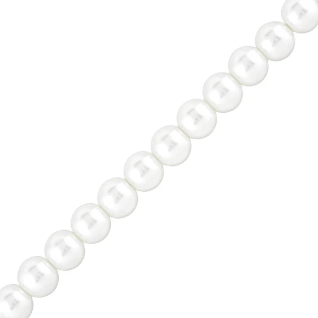 White Glass Faux Pearl Beads Round 10mm Sold on 15.5" Strand (H11/1)