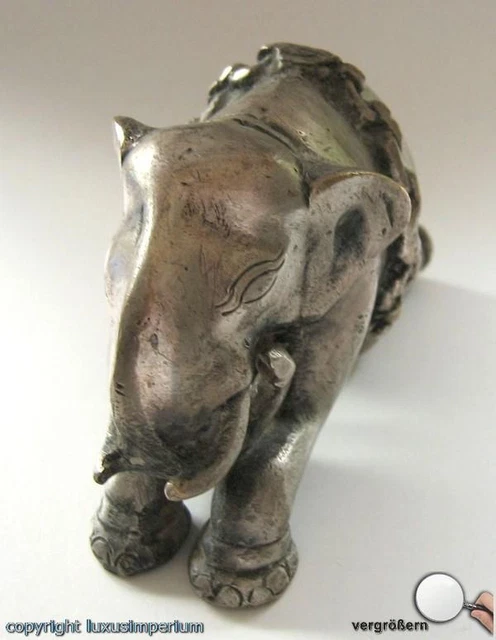*Silberelefant in Blei mit Silberauflage Antik Elefant Arbeitskette Tier Tiere