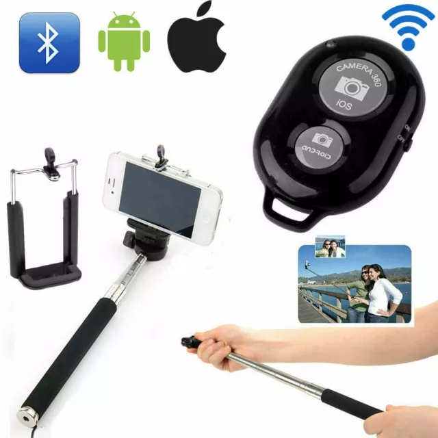 Telescopic Selfie Stick/Bluetooth Remote/Monopod Phone Holder For iPhone Samsung