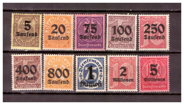 Deutsches Reich Sammlung Dienstmarken Mi.89-98 komplett Falz