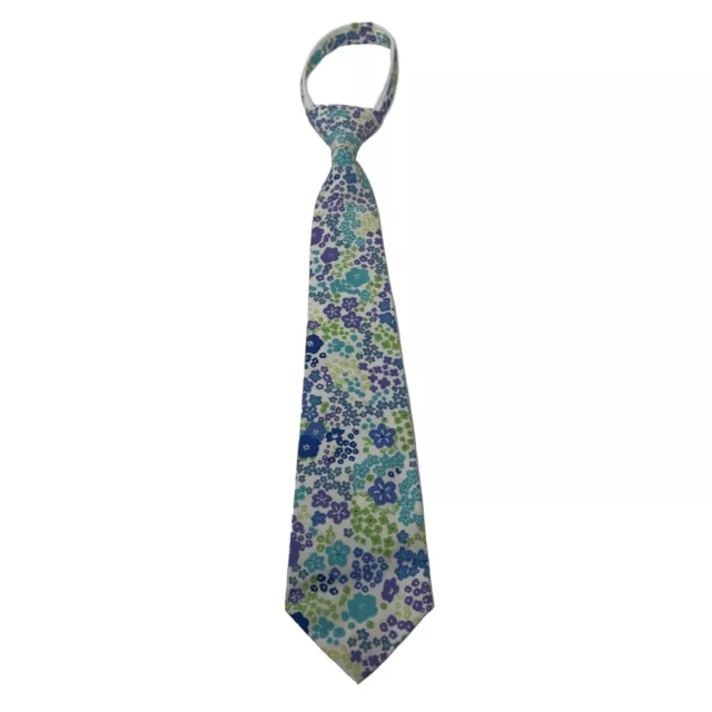 Hartstrings Tie Boys White Blue Purple Green Floral Necktie Zip Woven Colorful