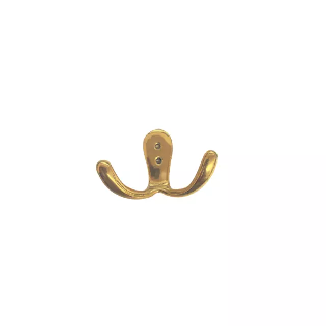Brass Heavy Duty Double Prong Coat Hooks Wall Mounted,Retro, Robe Hat Clothes 2"
