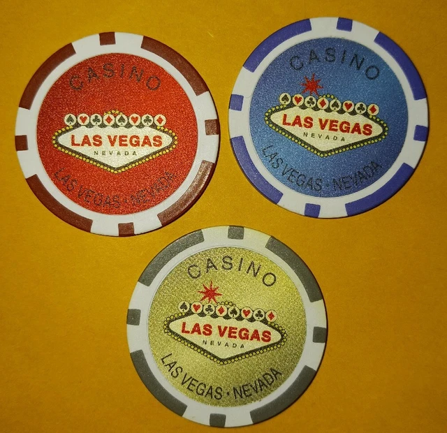 3 Vintage Las Vegas Retro Sign Casino Clay Chips