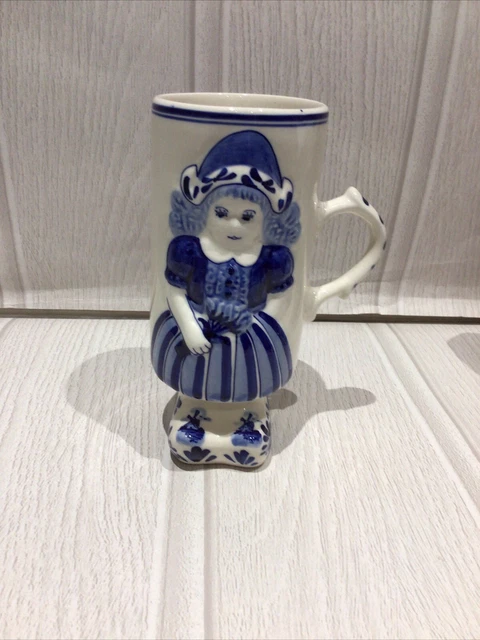 Delft Blue And White Pottery Girl Mug Handpainted Delft Blue And White Pottery Girl Mug Handpainted