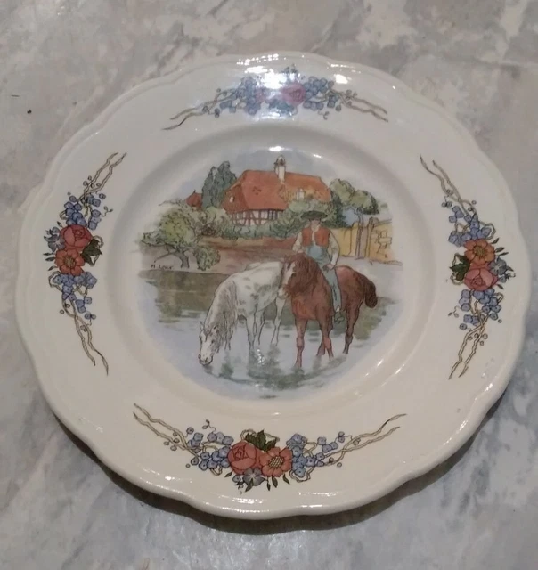 Assiette à dessert Obernai Sarreguemines H Loux 4 Fleurs