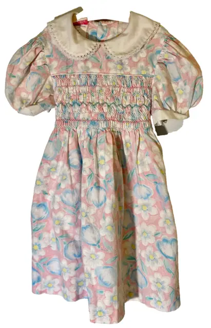 Vintage girl's Polly Flanders floral dress Sz 5