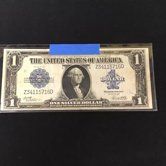 1923 $1 One Dollar Silver Certificate Note Horse Blanket Large Banknote.