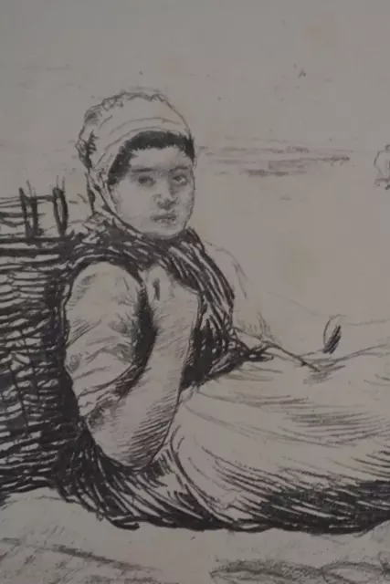 Norbert GOENEUTTE (1854-1894) LITHOGRAPHIE XIX° FEMME TREPORT IMPRESSIONNISME 3