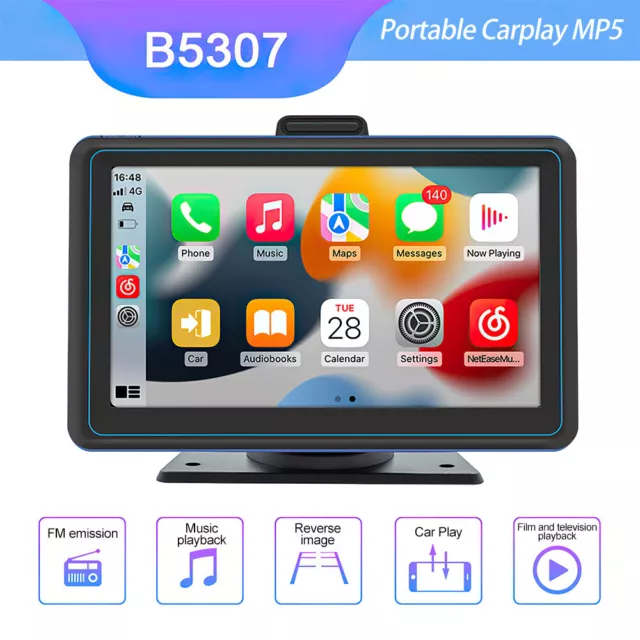 Portable Car Radio Wireless Apple Carplay Android Auto 7 Inch Touch Screen BT FM