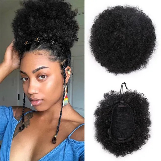 100% NATURAL SMALL Curls Two Style Afro Bun Clip In Hair Piece As Human  Clip On £11.30 - PicClick UK
