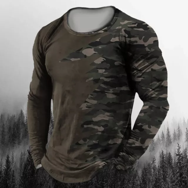 Camisa Militar Manga Larga Para Hombre Camisetas Ropa Con Patrón de Camuflaje