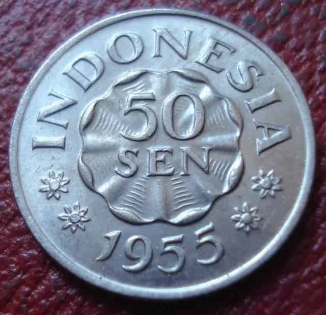 1955 Indonesia 50 Sen In Au Condition