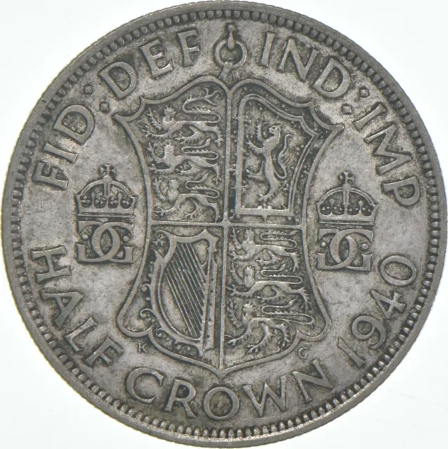 SILVER - WORLD Coin - 1940 Great Britain 1/2 Crown - World Silver Coin *783