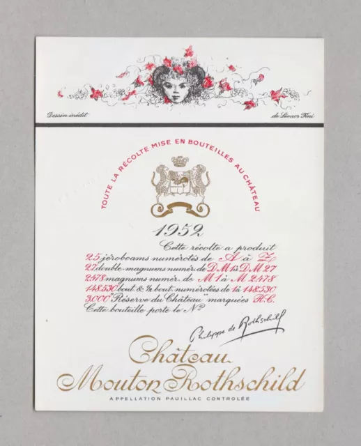 x5038 Ch. MOUTON ROTHSCHILD 1952 Weinetikett label étiquette – Léonor Fini
