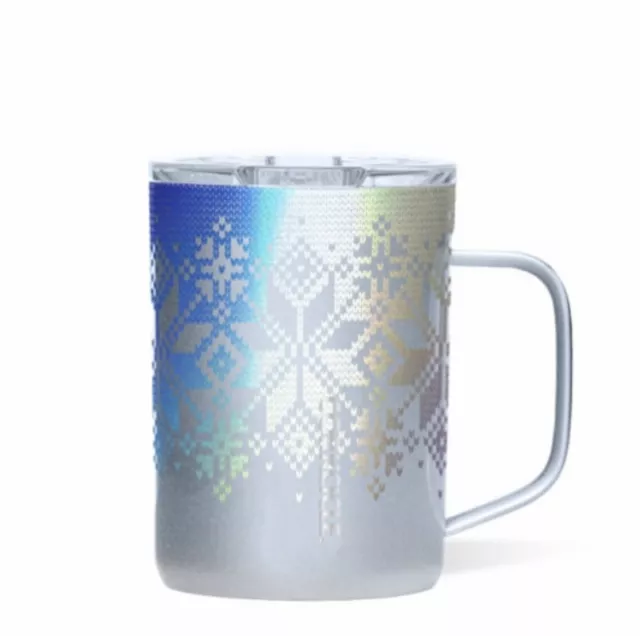 Corkcicle 16oz Coffee Mug Insulated Stainless Steel Cup, Fairisle Prism