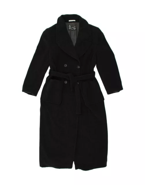VINTAGE Womens Double Breasted Coat UK 14 Large Black Wool BC46