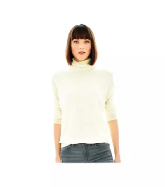 Joe Fresh Dolman-Sleeve Turtleneck Sweater Womens Size L  Cream Lightweight Top