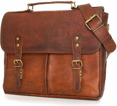16 Inch Rustic Vintage Leather Messenger Luxurious Laptop Briefcase Satchel Bags