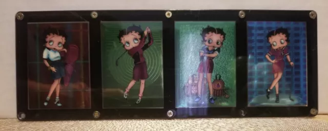 Betty Boop Chromium 4 Card Set.  Golfing.  Framed in Screw Down Acrylic Holder