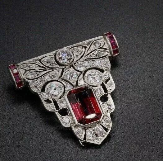 2.50Ct Emerald Lab Created Ruby Victorian Pendant 14K White Gold Plated Sliver