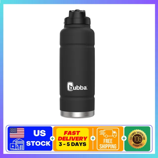bubba Trailblazer Insulated Stainless Steel Water Bottle with Straw, Black, 40oz