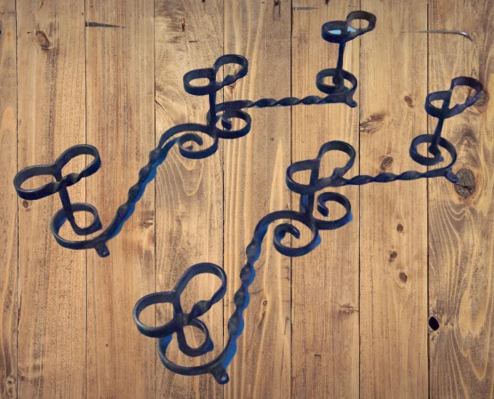 1 Antique Coat Hanger Hook Vintage Iron Steel Forged Twisted 50 CM 1970