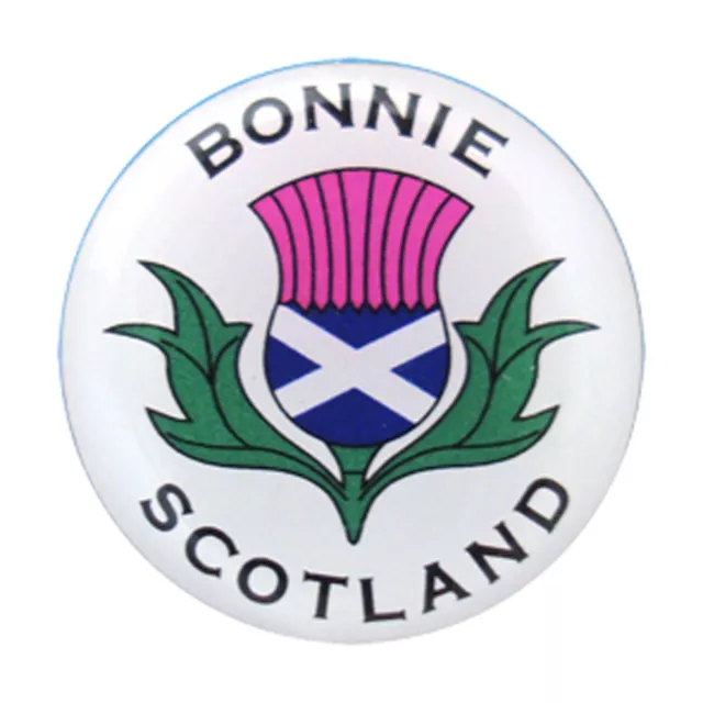 Scottish Bonnie Scotland Saltire Thistle Round Metal Pin Badge Lapel