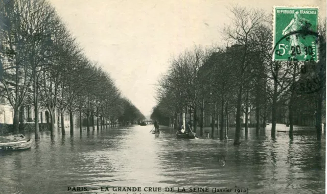 Carte PARIS Grande crue Seine Janvier 1910 Inondation Avenue Montaigne