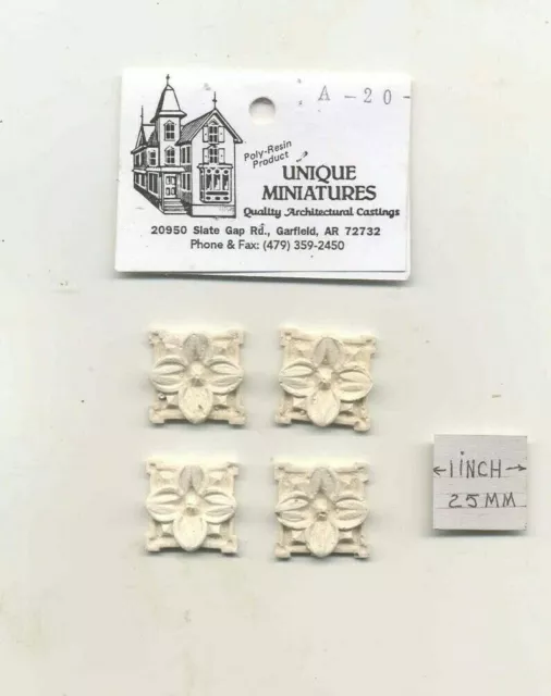 Applique - Block  4pcs -  UMA20 -  polyresin 1/12 scale dollhouse miniature