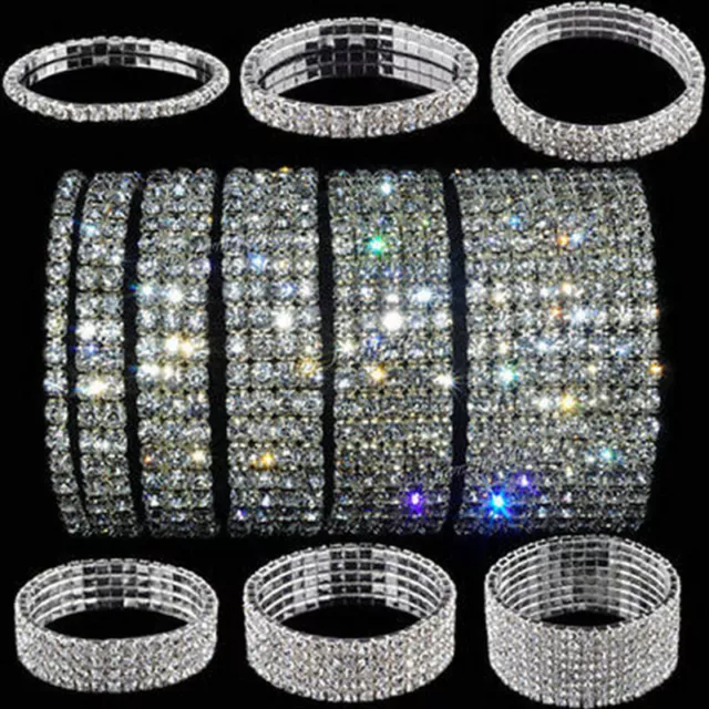 Diamante Stretch Bracelet Bling Sparkly Rhinestone Crystal For Ladies Women Girl