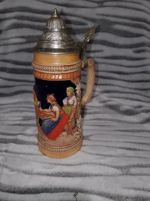 german beer steins lidded Vintage Aufder Alm GERZ