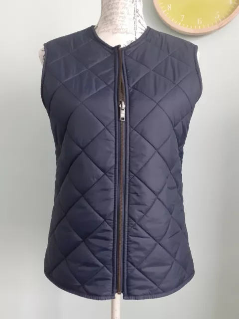 JACK WILLS Zipped Padded Quilted Sleeveless Jacket Gilet Vest Size 10 Navy Blue