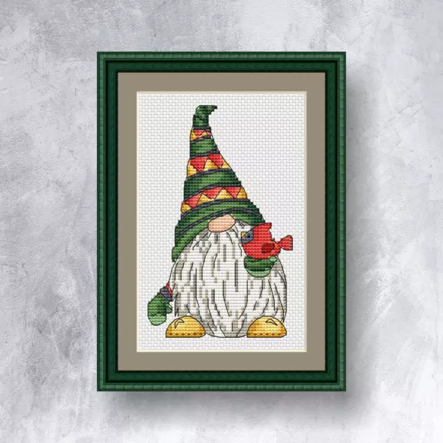 CHRISTMAS GNOME - Counted cross stitch kit (with DMC threads)