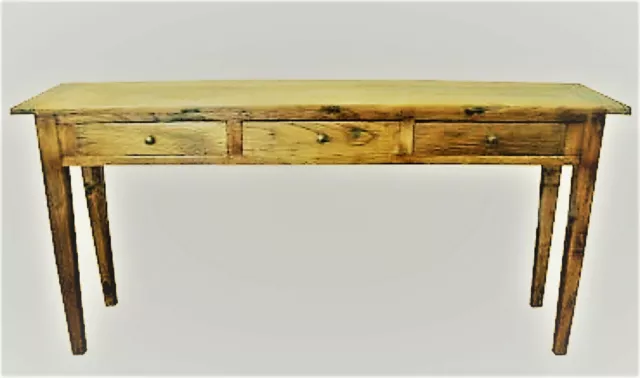 Rustic 3-Drawer Hall Table/Console Table Handcrafted From Recycled Elm