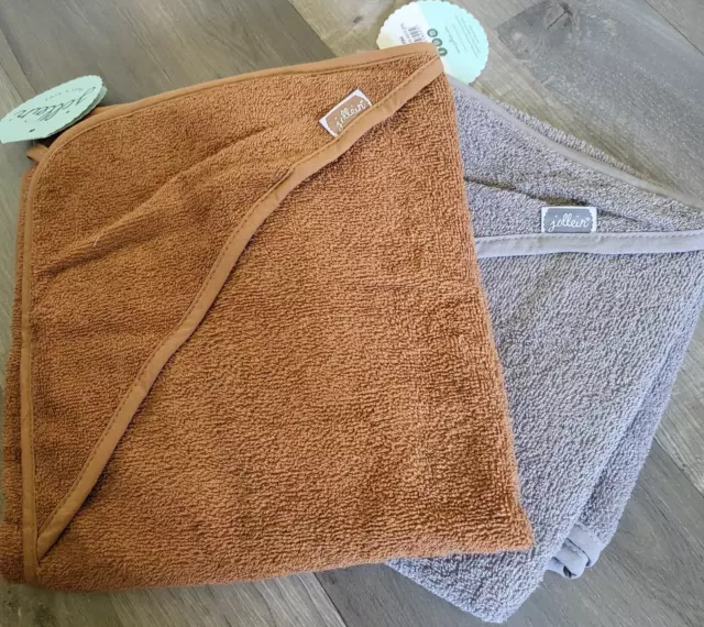 JOLLEIN Lot de 2 capes de bain caramel + gris 75x75 cm 100% coton