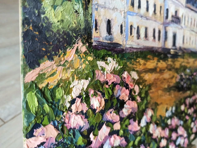 Original Art Oil Painting on panel 12x12in OLD LOCK and Flowers painting Roses 2