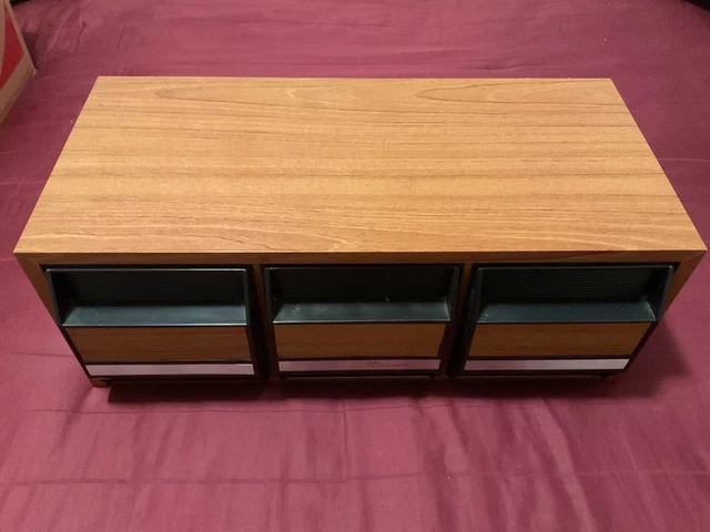Vintage 45CD 3-Drawer Wooden Storage Cabinet Case with Wood Grain Finish Mint!
