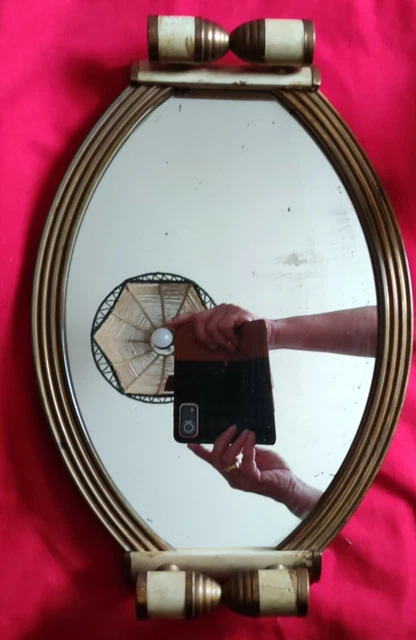 ANCIEN PLATEAU MIROIR GLACE  Art deco mirror tray ART DECO OVALE 40 / 26cm