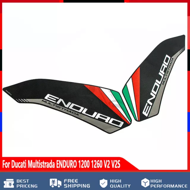 For Ducati Multistrada ENDURO1200 Tank Side Pad Sticker Knee Grip Traction Decal 3