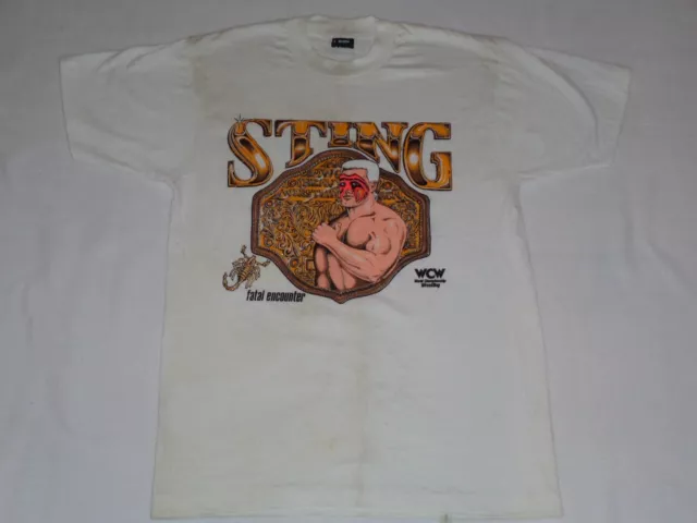 Sting 1990 Fatal Encounter WCW Wrestling Shirt Large Rare Vintage Never Worn