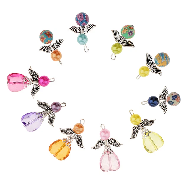 10pcs Engelsflügel Charms Schmuck machen Erkenntnisse Anhänger Halskette DIY