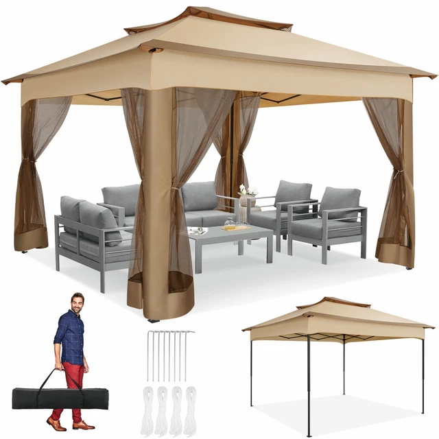 Pavillon 3,3x3,3m/3,6x3,6m Designer Pavillion Partyzelt Gartenzelt Moskitonetz