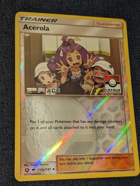 Pokemon Card Acerola Burning Shadows 2nd Place Pokemon League Promo 112a/147 NM
