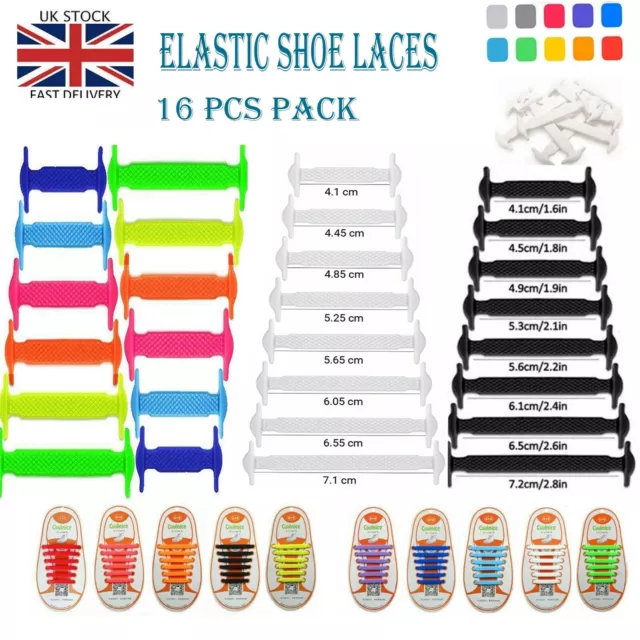 No Tie Elastic Shoe Lace Kids Adult Silicon Rubber Trainers Shoelaces Sports UK