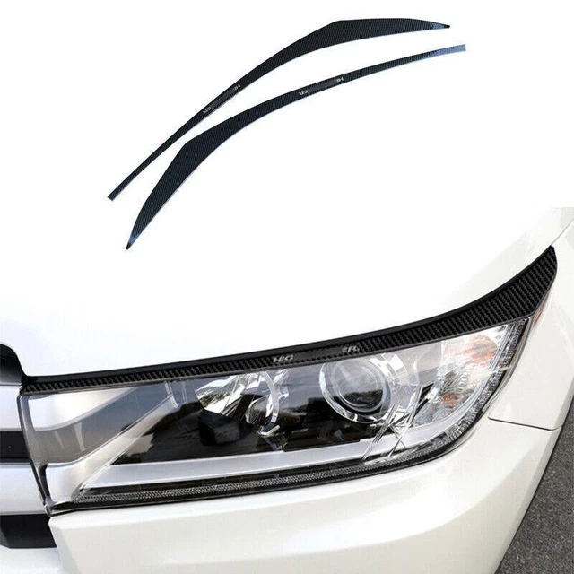 Carbon Fiber Steel Headlight Eyebrow Trim Strip For Toyota Highlander 2014-2019