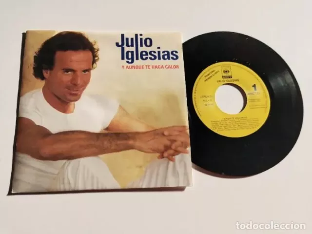 JULIO IGLESIAS Y aunque te haga calor SINGLE VINILO PROMO JOSE MARIA CANO MECANO