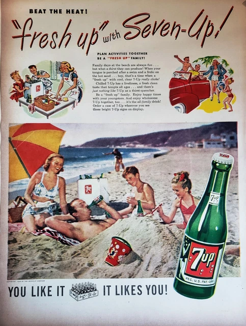 セブンアップ・vintage ７-up 1947年広告 コレクタブル 1947 7UP SODA Pop Vintage Ad You like it It likes you $13.75